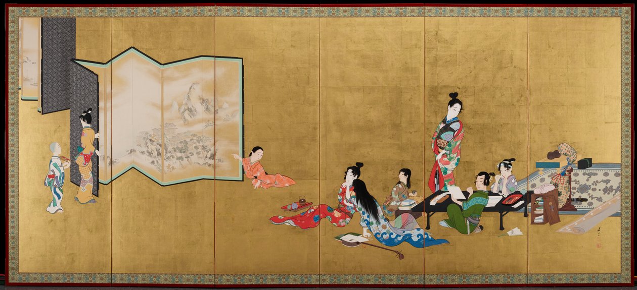 Die vier Errungenschaften [rechts von einem Paar] von Shibata Zeshin