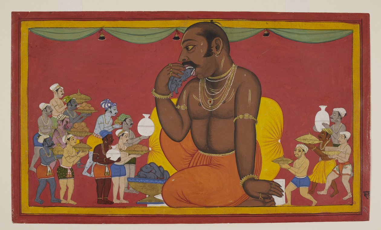 Kumbhakarṇa wird üppig mit Büffel- und Affenfleisch gefüttert von S?hibdin S?hibdin