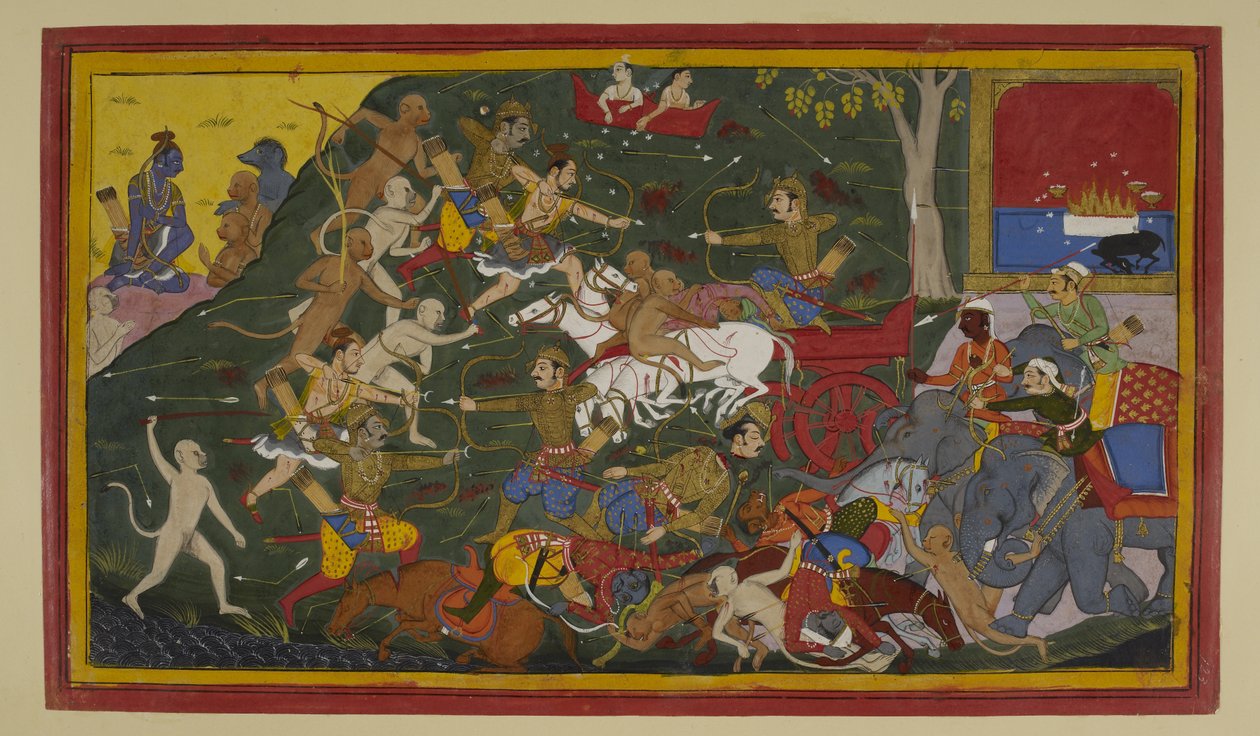 Lakṣmaṇa tötet Indrajit; Rāma und Verbündete warten von S?hibdin S?hibdin