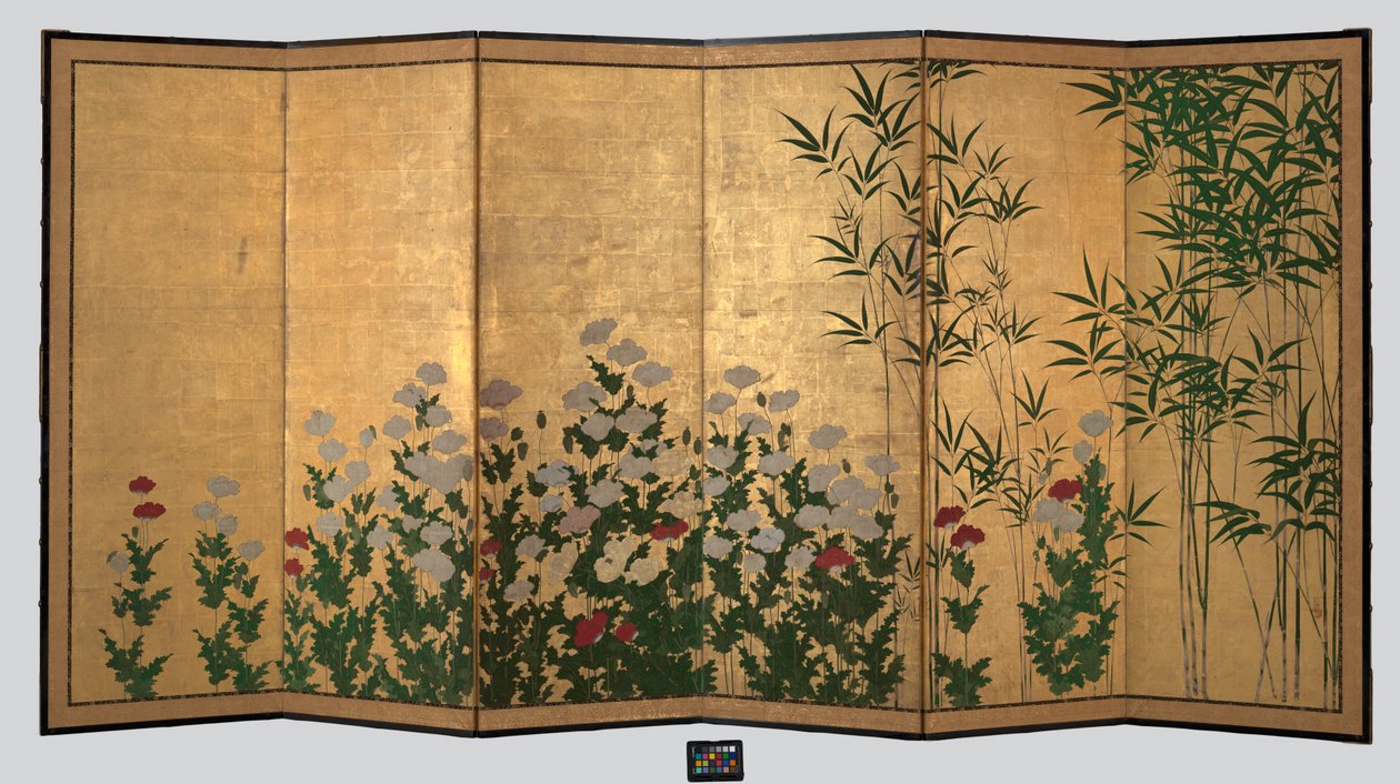 Bambus und Mohn, frühes 17. Jahrhundert von Shigenobu Kano