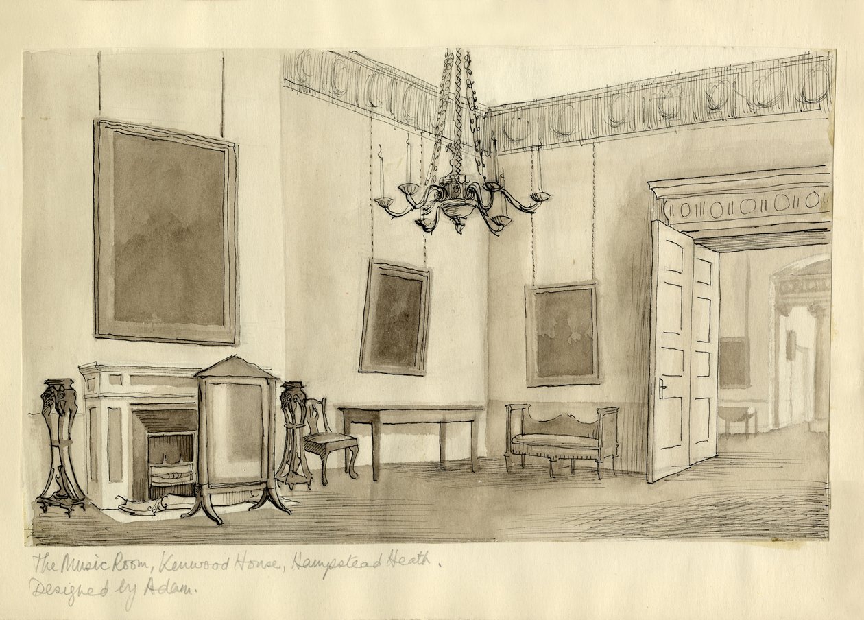 Das Musikzimmer, Kenwood House, Hampstead Heath, ca. 1950 von Shirley Markham