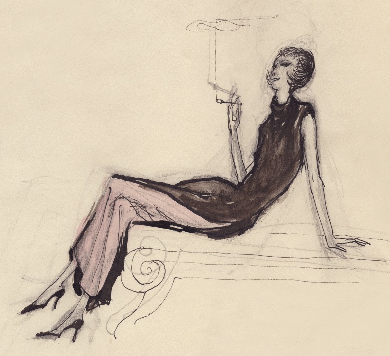 Frau, die raucht, ca. 1950 von Shirley Markham
