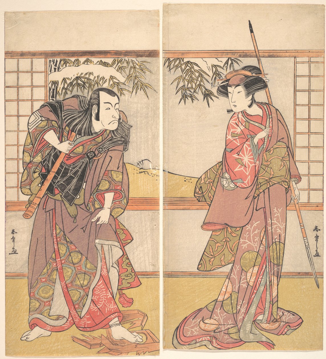 Kabuki-Schauspieler Osagawa Tsuneyo II und Ichikawa Danjuro V, ca. 1780er von Shunsho