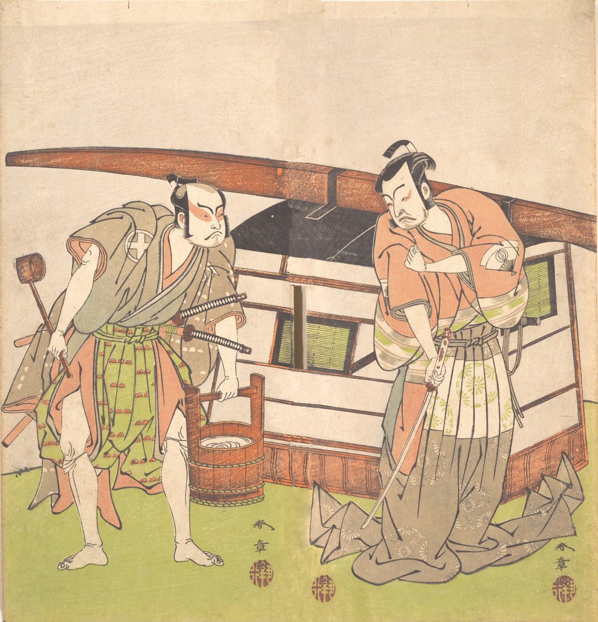 Der Schauspieler Otani Hiroji III und der Schauspieler Onoe Kikugoro I von Shunsho