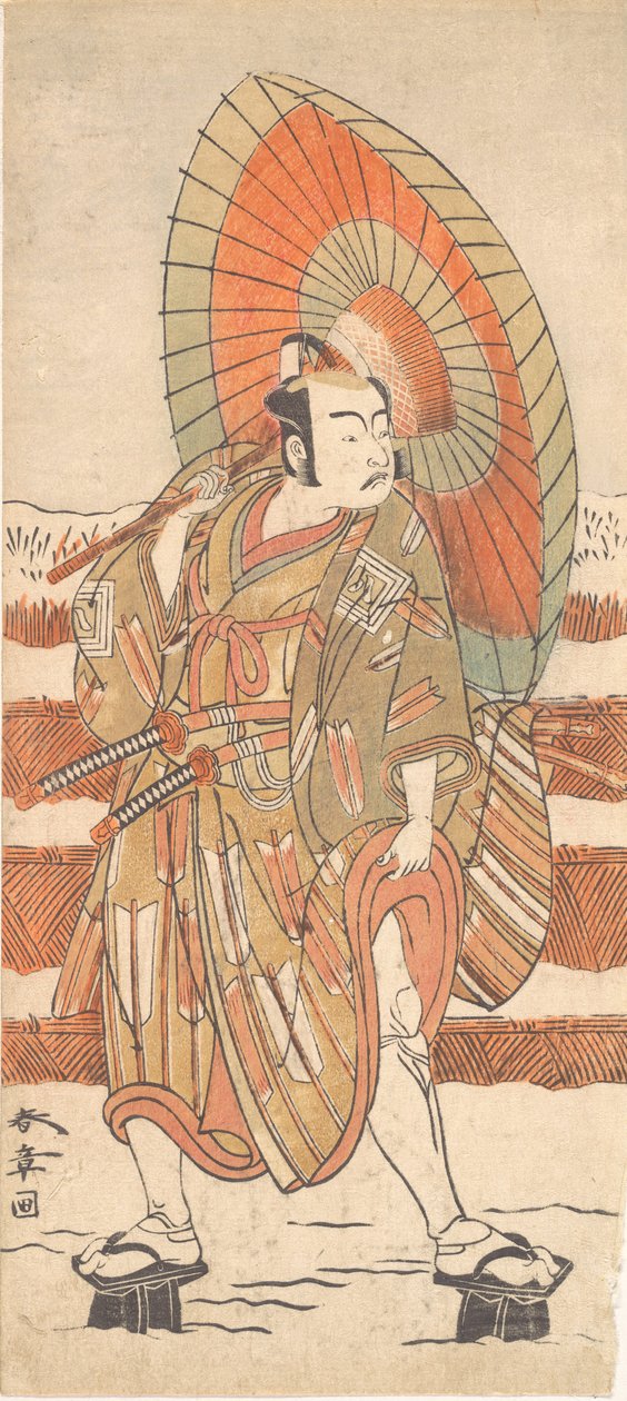 Der zweite Ichikawa Yaozo als Samurai im Schnee stehend, wahrscheinlich 1774 von Shunsho