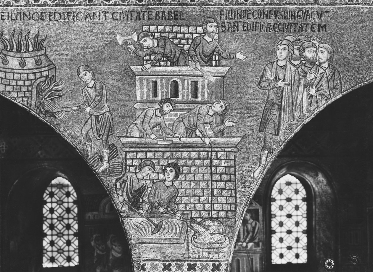 Der Bau des Turms von Babel von Sicilian School