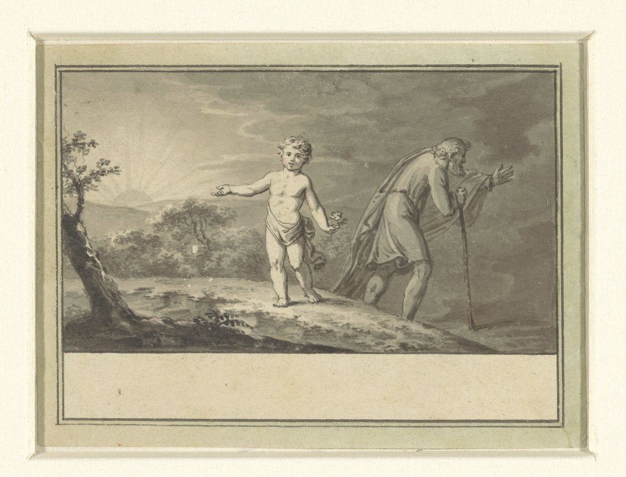 Das neue und das alte Jahr: ein Junge und ein Greis in einer Landschaft von Sigmund Ferdinand Ritter von Perger