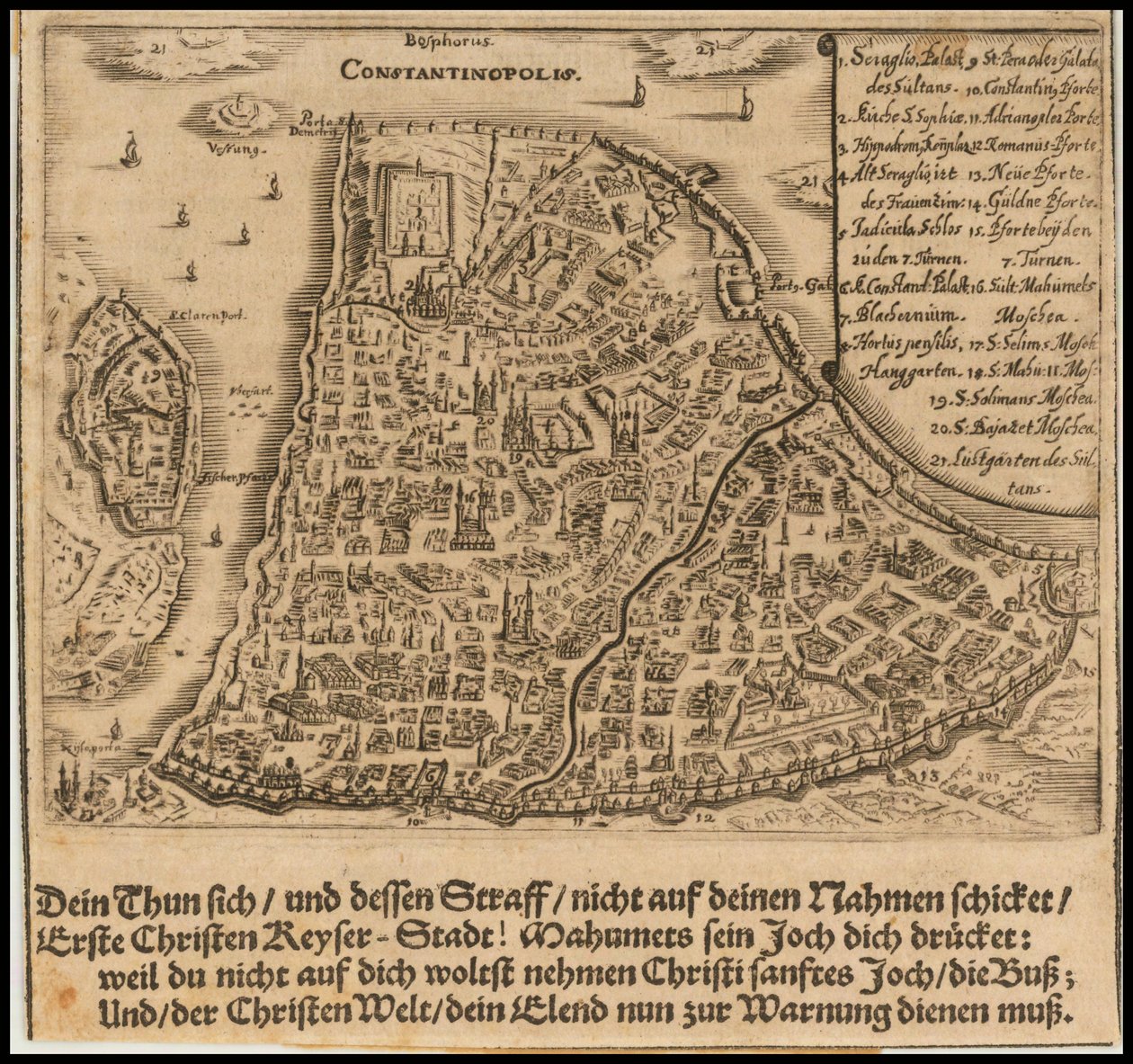 Karte von Konstantinopel von 1668 von Sigmund von Birken von Sigmund von Birken