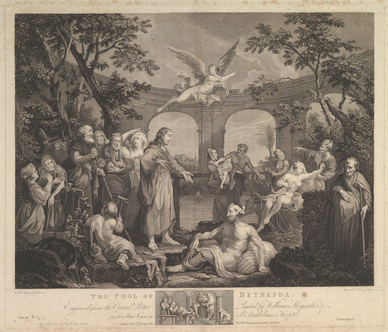 Der Teich von Bethesda, Johannes Kapitel 5 von Simon Francois Ravenet