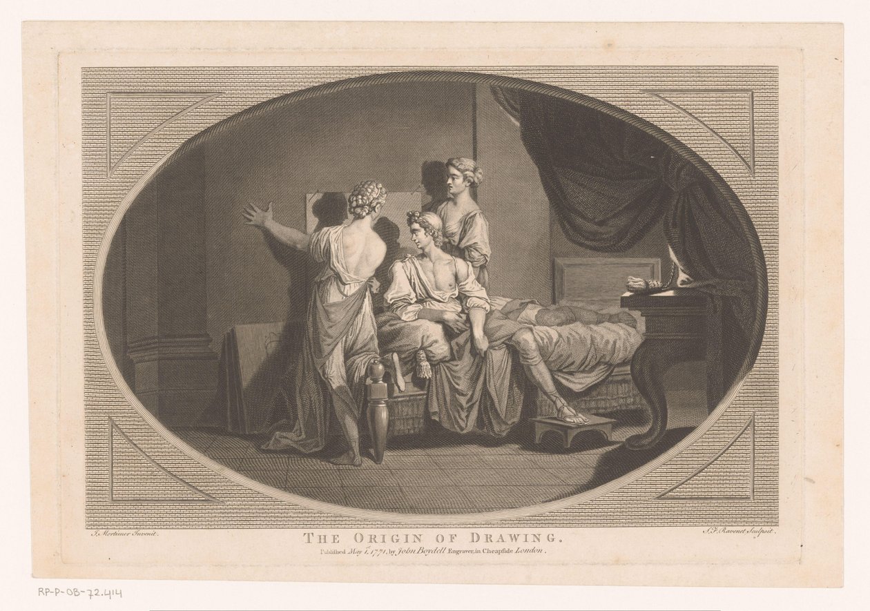 Erfindung der Zeichenkunst von Simon François Ravenet (le vieux)