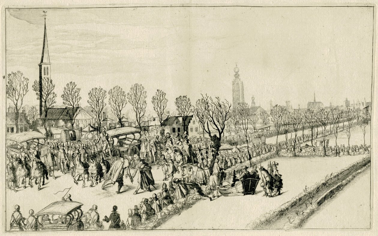 Ankunft der fünf spanischen Botschafter in Rijswijk, Februar 1608 von Simon Frisius