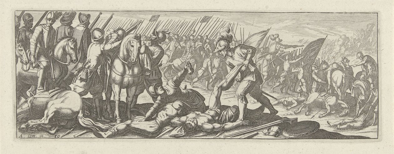Soldaten plündern Leichen auf dem Schlachtfeld (Cavalerie-Serie) von Simon Frisius