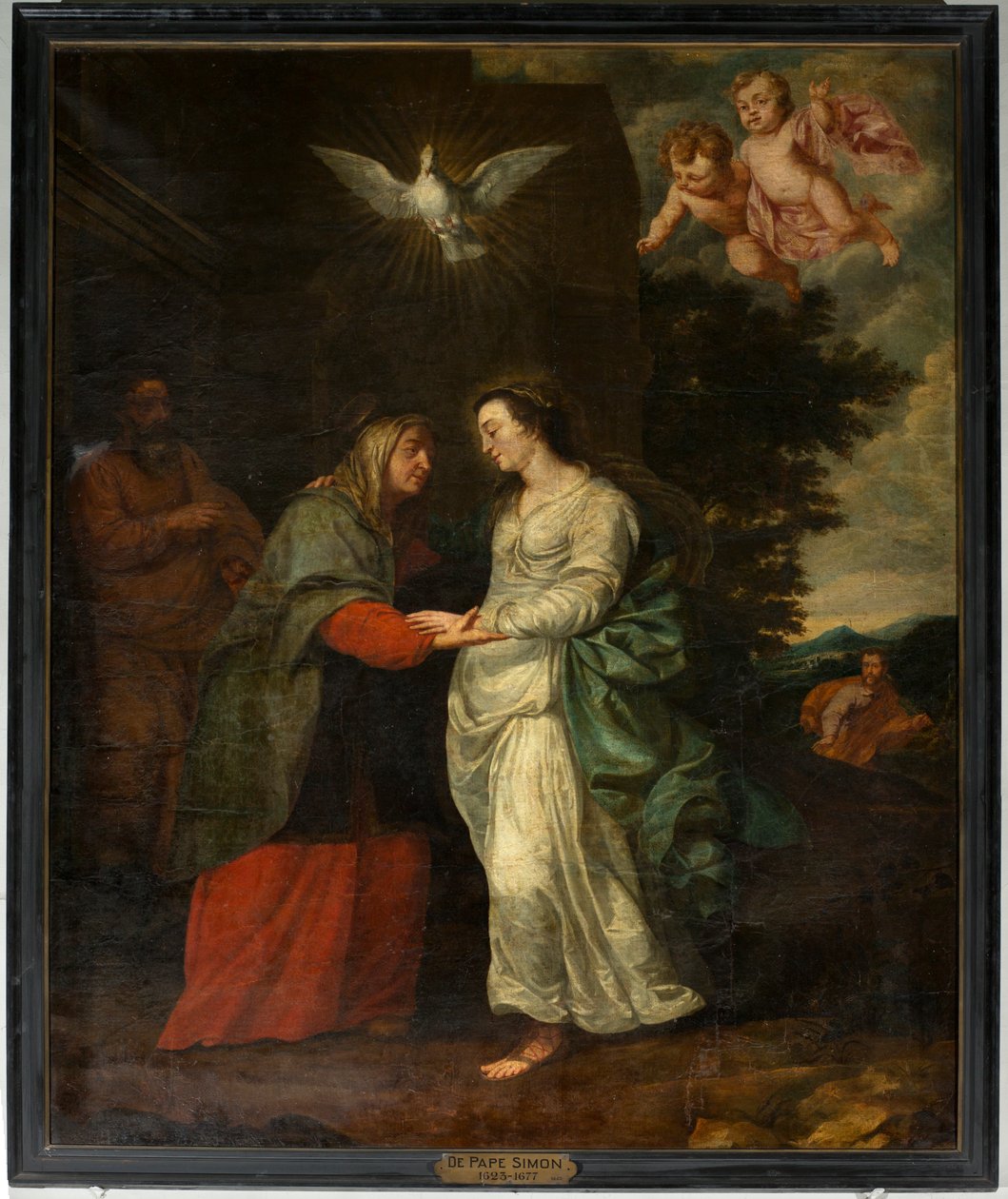 Pfarrkirche (Parochiekerk Sint-Eligius). Gemälde. "Maria besucht Elisabeth". Simon De Pape. 17. Jahrhundert. von Simon II de Pape