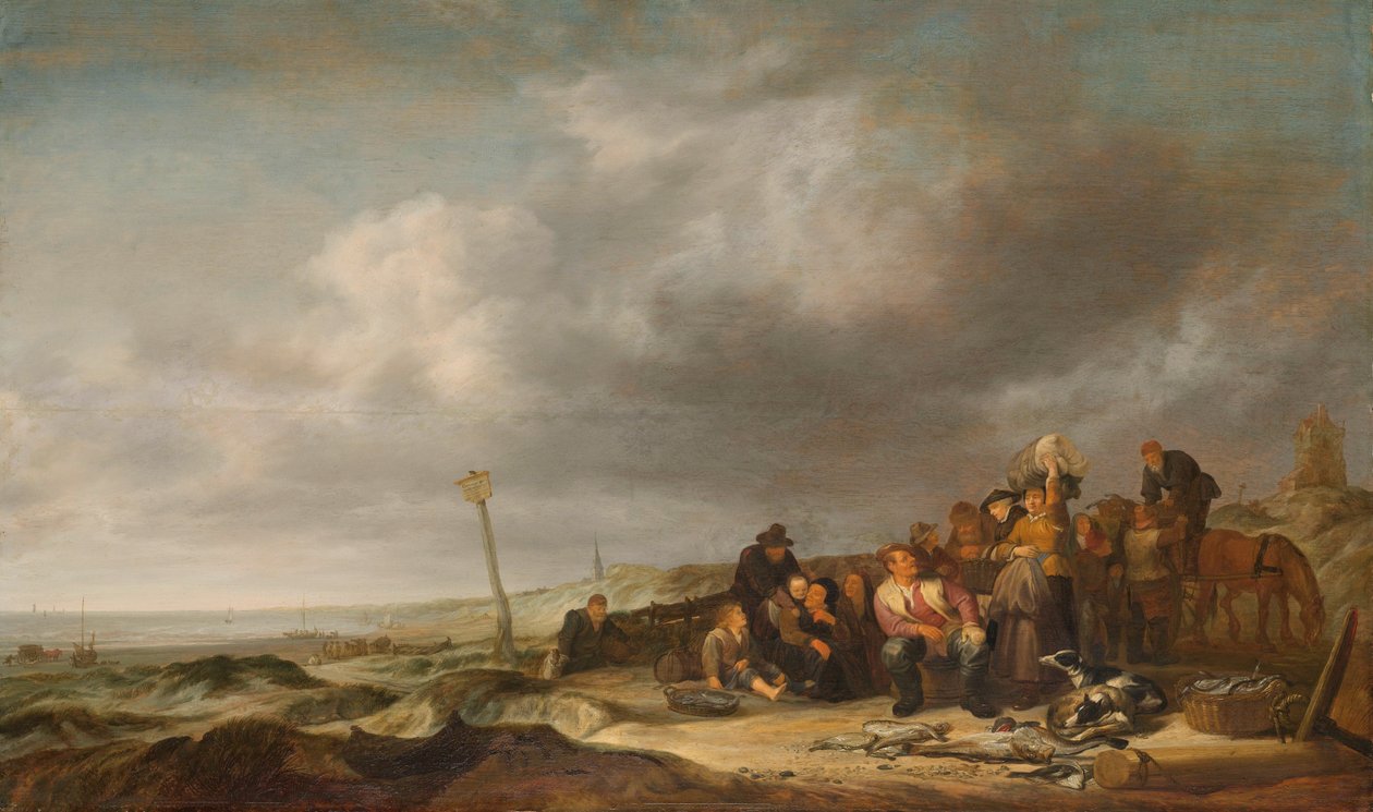 Strand mit Fischern von Simon Jacobsz. Vlieger