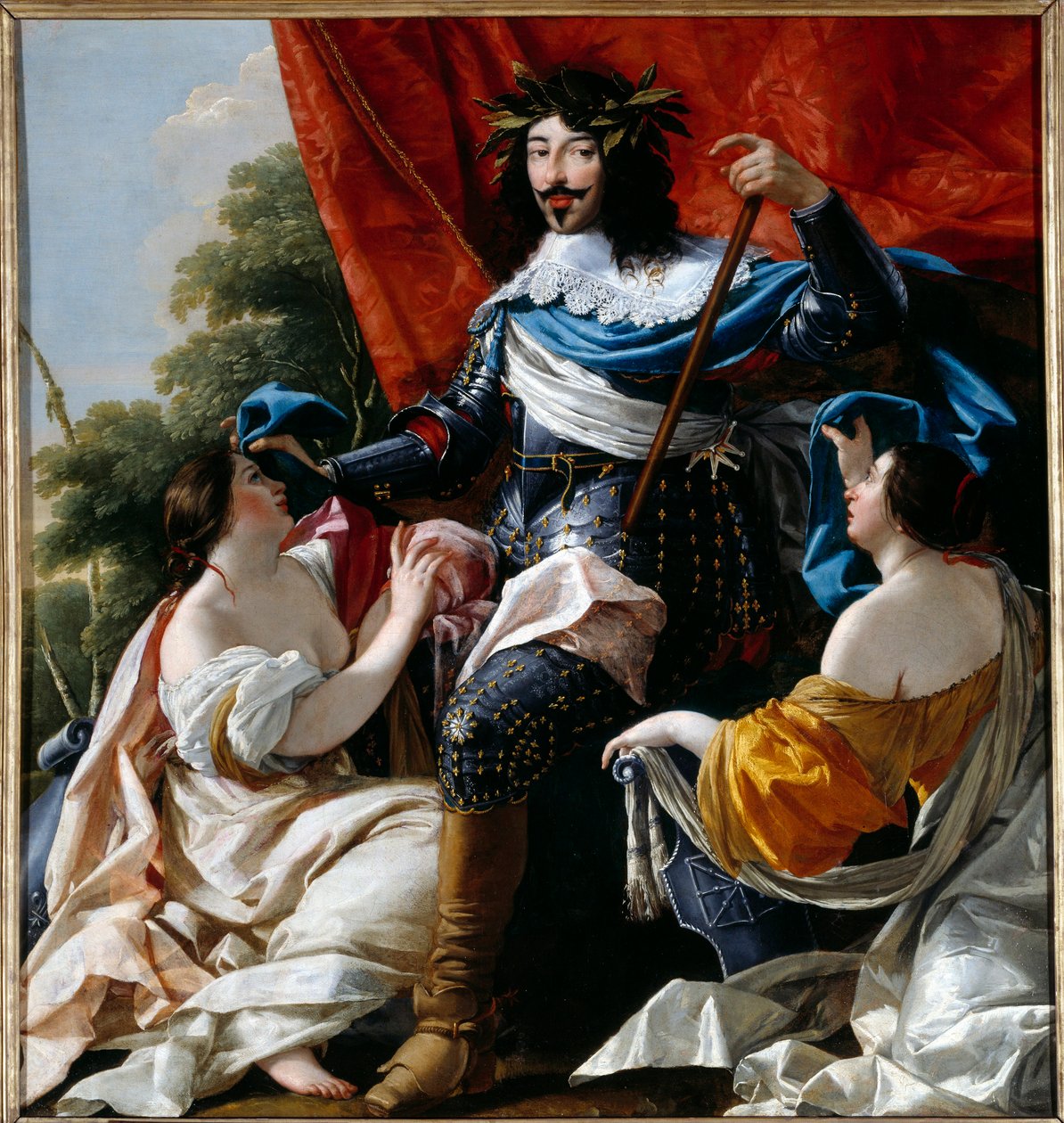 Darstellung von König Ludwig XIII. von Frankreich (1601-1643) zwischen den Allegorien von Frankreich und Navarra von Simon Vouet