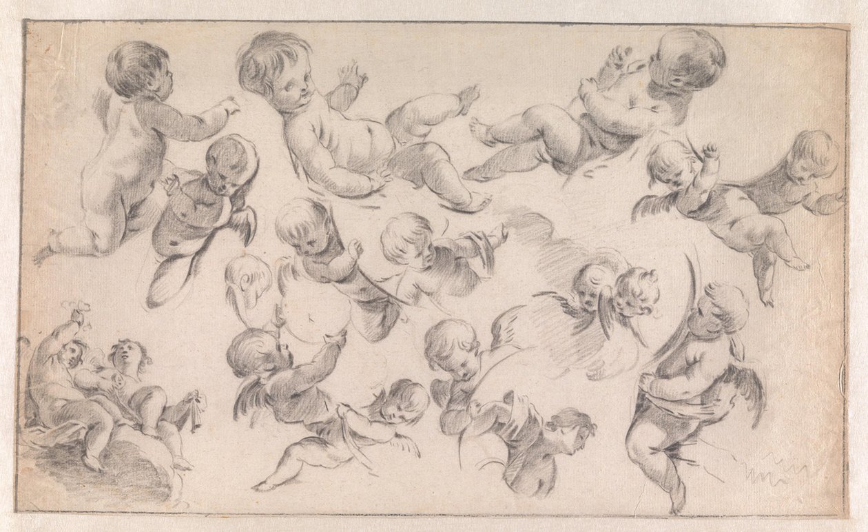 Studie für eine Dekoration mit Putti von Simon Vouet