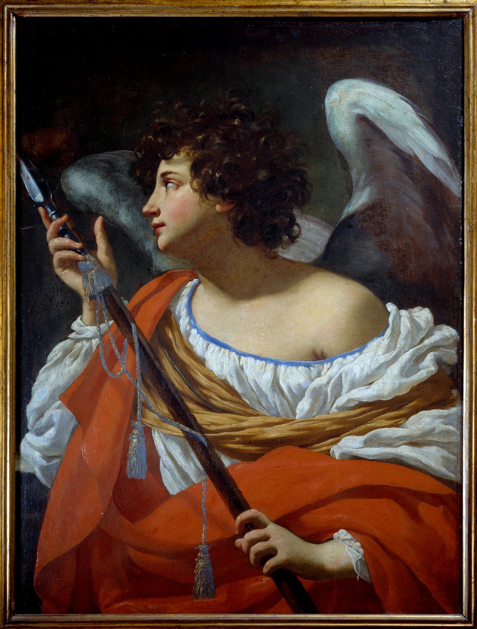 Der Engel, der den Speer trägt, nachdem er das Herz Christi durchbohrt hat, und der in Essig getränkte Schwamm von Simon Vouet
