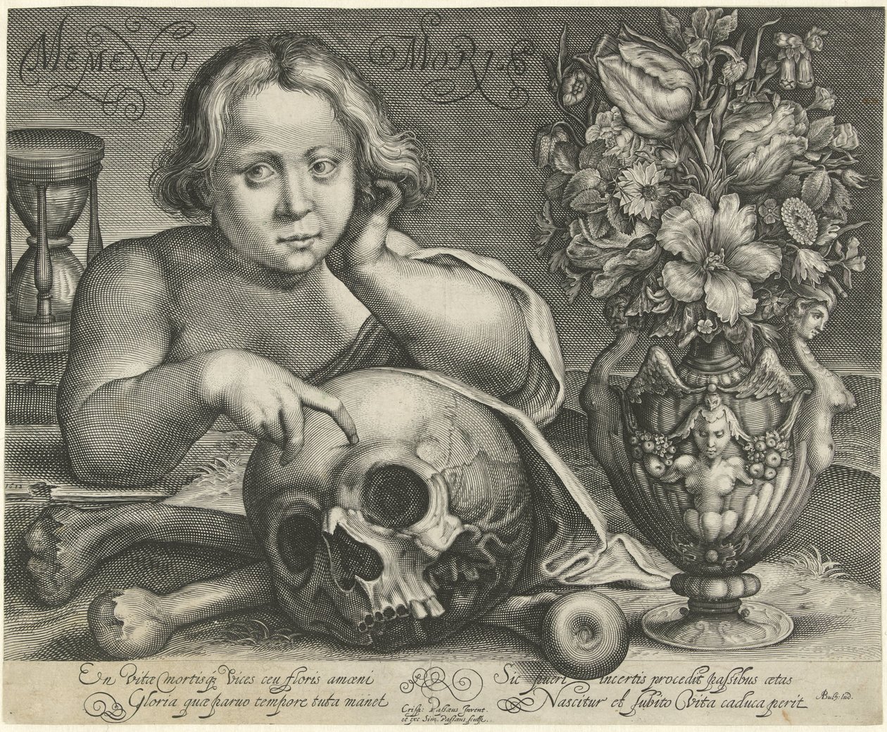 Kind mit Totenkopf (Vanitas) von Simon van de Passe
