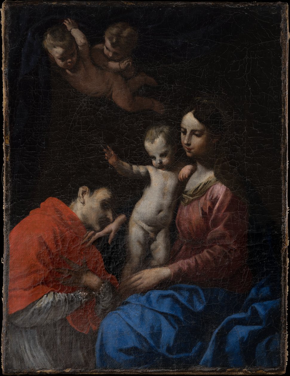 Madonna mit Kind, verehrt von St. Carlo Borromeo von Simone Cantarini