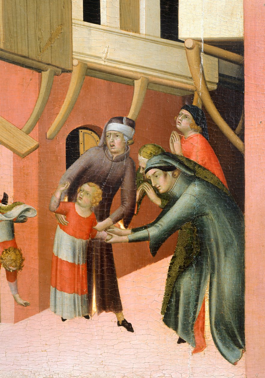 Altarbild mit dem Titel Der selige Agostino Novello und Geschichten aus seinem Leben, Detail, ca. 1330 von Simone Martini