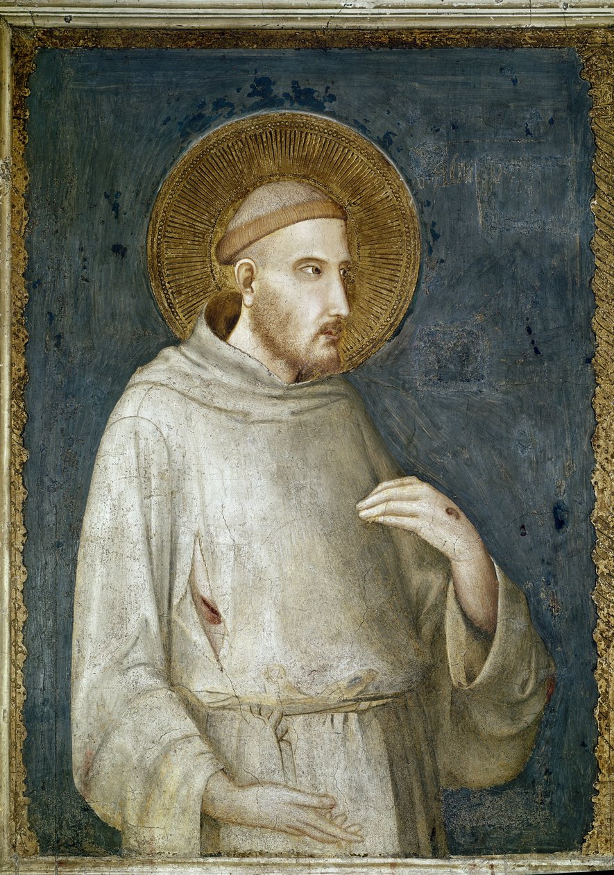Der heilige Franz von Assisi, Detail von fünf Heiligen von Simone Martini