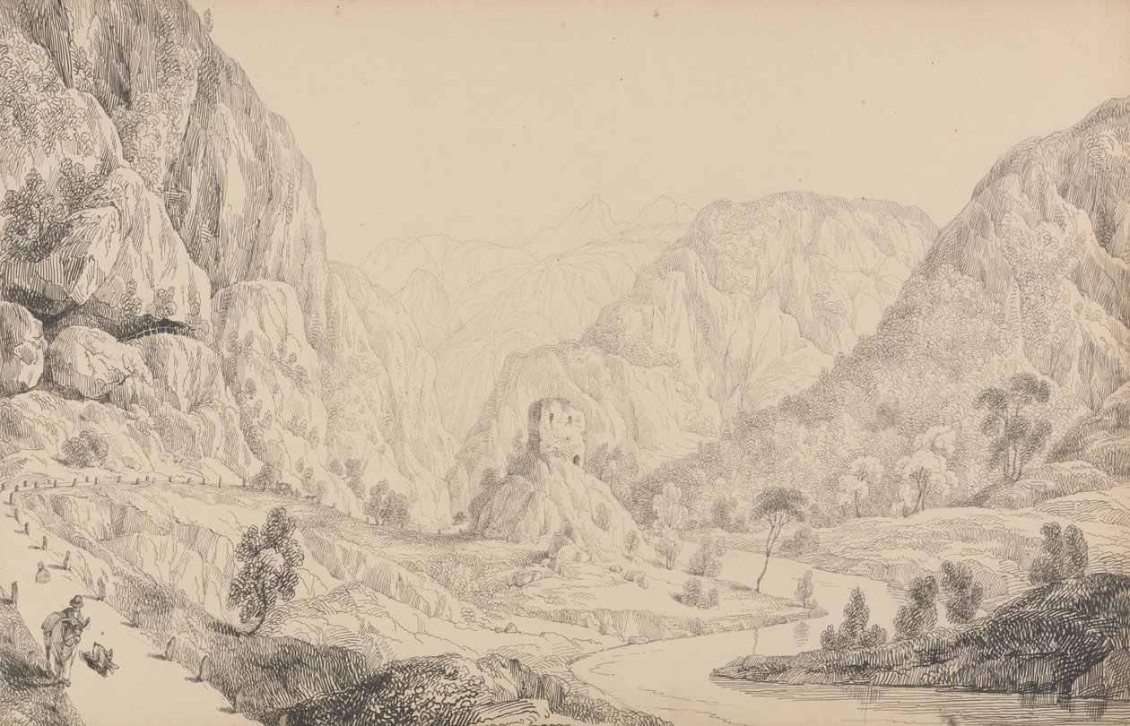 Album mit 30 Ansichten in Tirol und Italien: Blick auf den Eisak bei Mittenwald, 27. Okt. 1840 von Sir Charles D