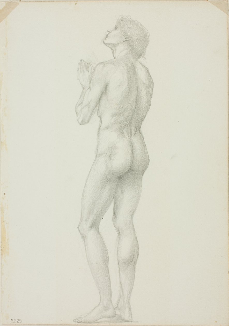 Stehender männlicher Akt mit gefalteten Händen im Gebet von Sir Edward Burne Jones