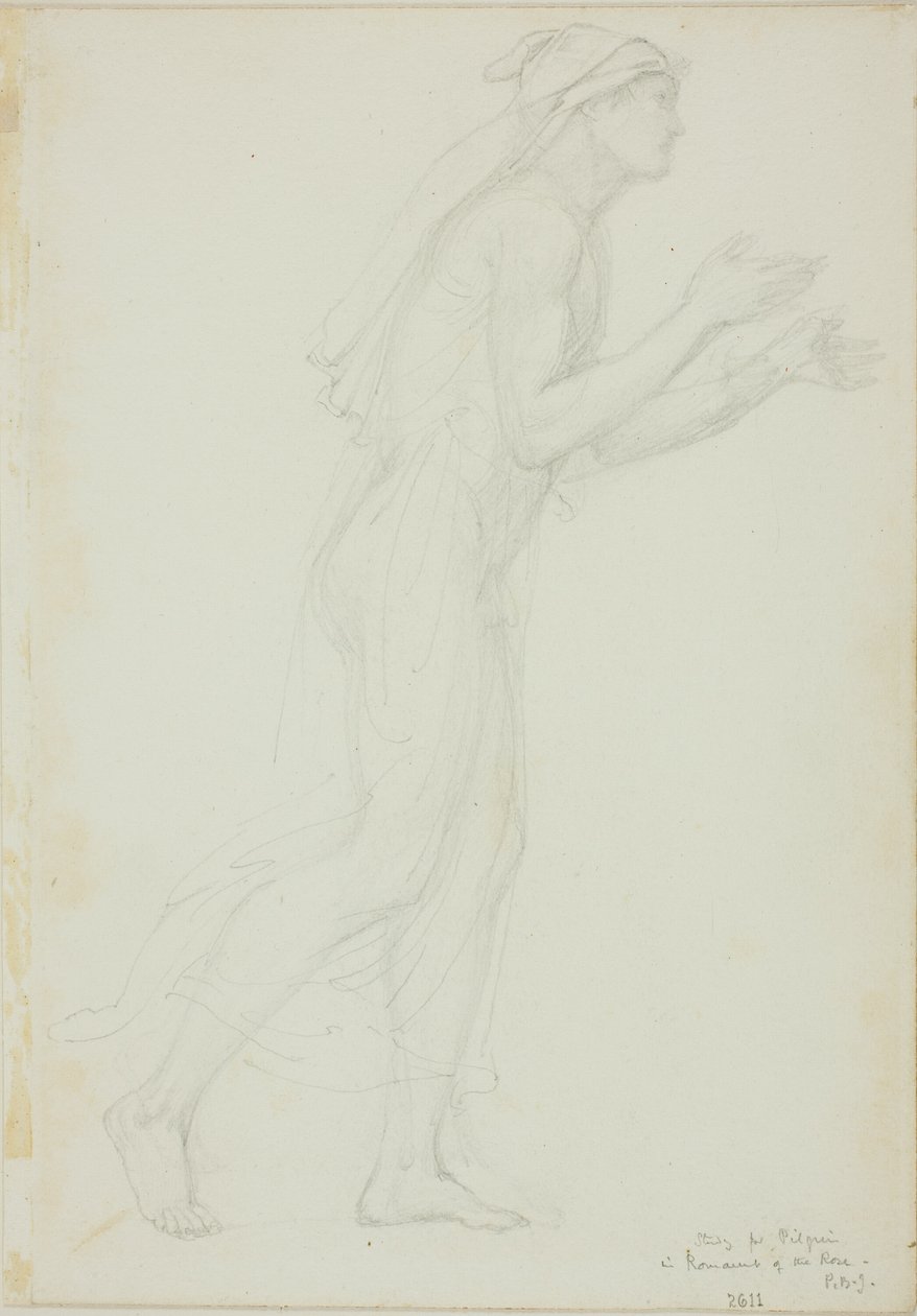 Studie für Pilger in Romaunt of the Rose von Sir Edward Burne Jones