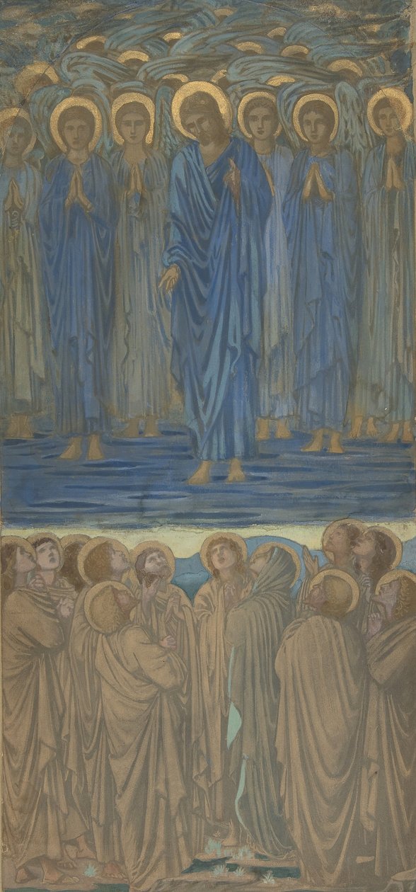 Himmelfahrt Christi Apostelgeschichte I, 1-9: Studie für ein Glasfenster, ca. 1875-84 von Sir Edward Coley Burne Jones