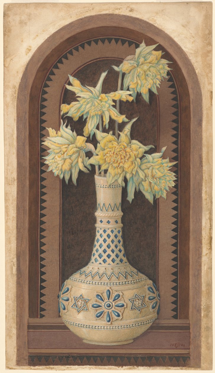 Narzissen in einer blau-weißen Vase von Sir Edward John Poynter