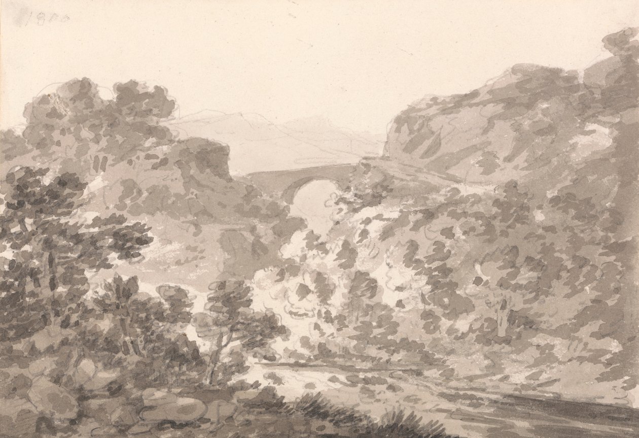 Brücke über einen Bach, Nordwales von Sir George Howland Beaumont seventh Baronet