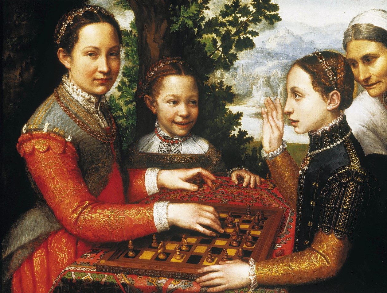 Das Schachspiel (Porträt der Schwestern des Künstlers beim Schachspiel) von Sofonisba Anguissola