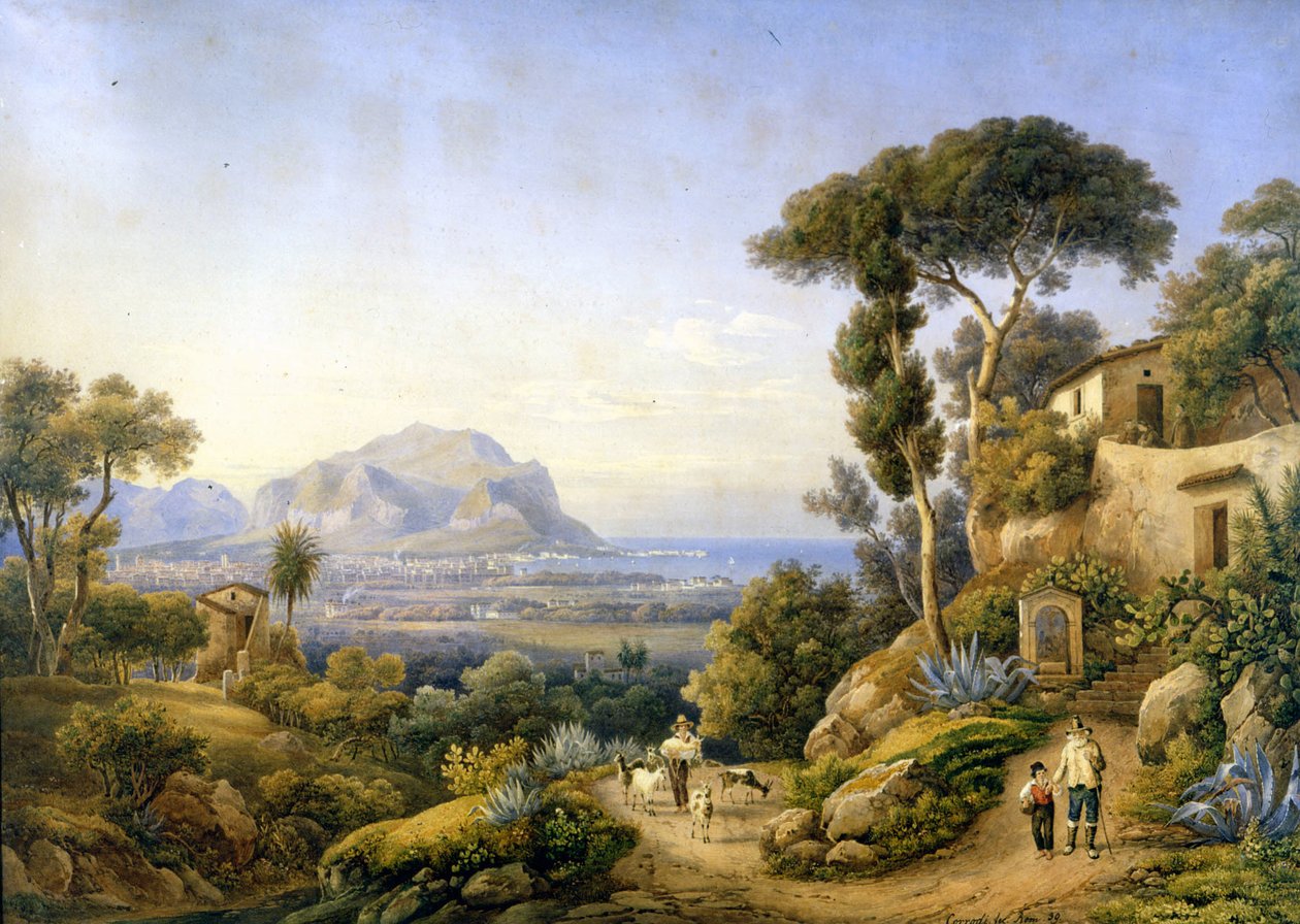 Palermo und Monte Pellegrino. Gemälde von Solomon Corrodi von Solomon Corrodi