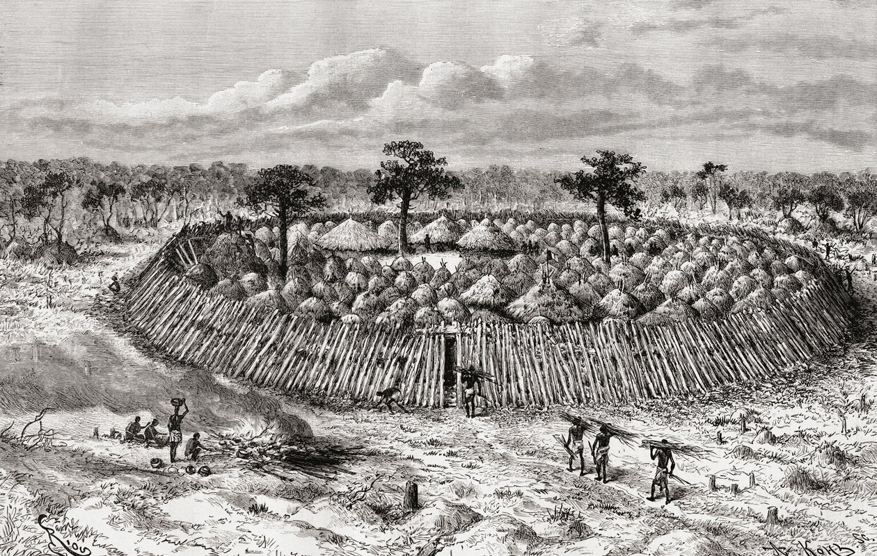 Ein kongolesisches Dorf in der Mitte des 19. Jahrhunderts, aus 