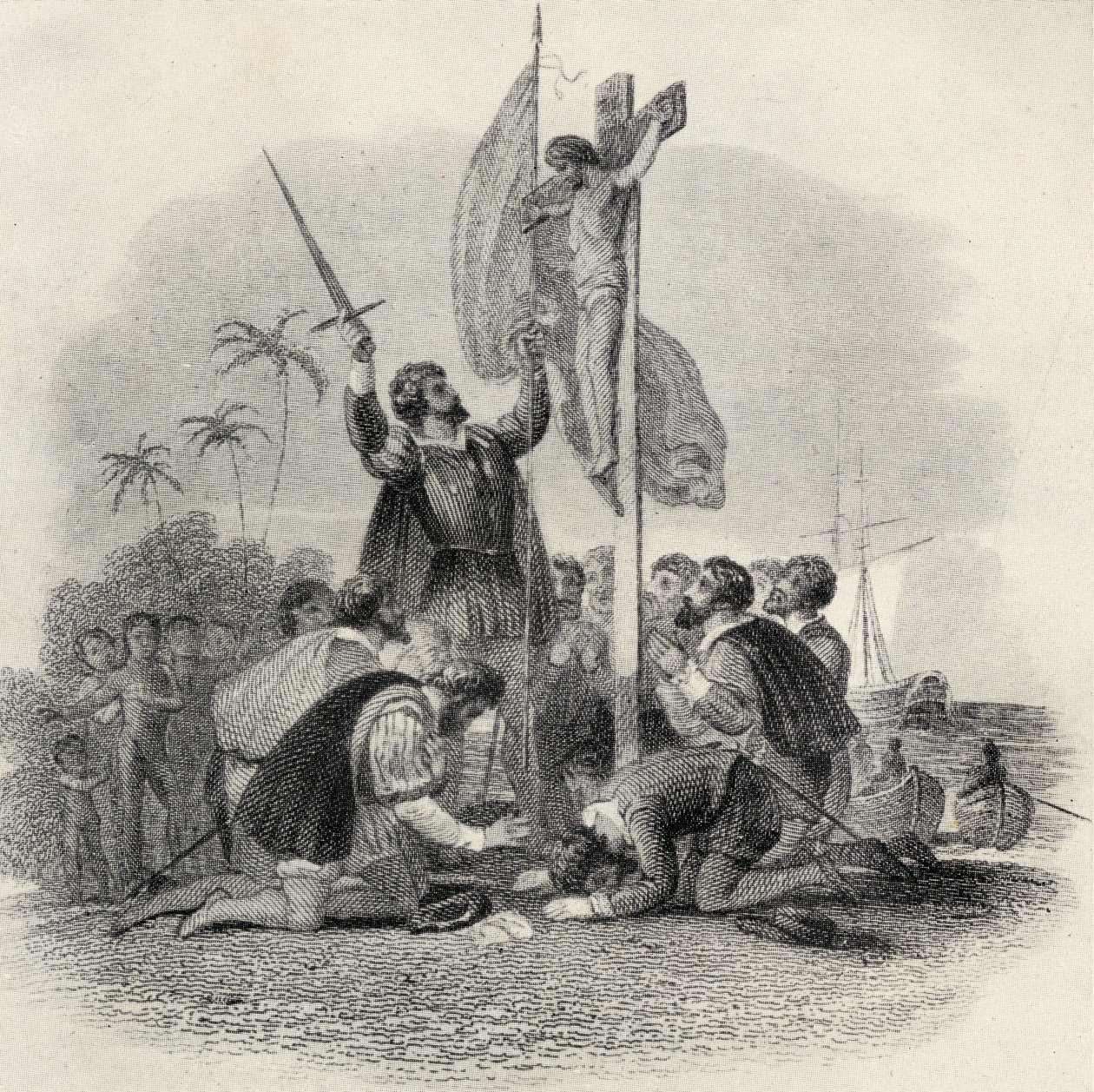 Kolumbus (1451-1506) landet in der Neuen Welt, Illustration in 
