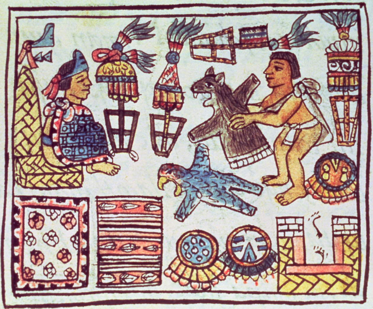 Ms Palat. 218-220 Buch IX Montezuma II (1466-1520) empfängt Tributzahlungen, aus dem 