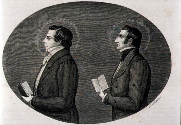 (LtoR) Joseph Smith (1805-44) Gründer der Mormonenkirche und sein Bruder Hyrum, aus 