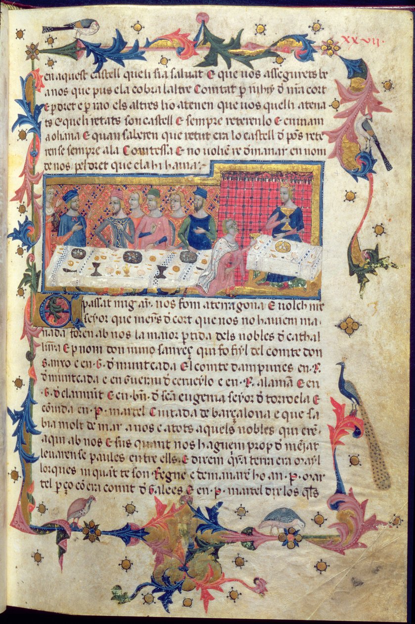 Bankett von Pater Martell für Jakob I. (1208-76) in Tarragona im Jahr 1228, bei dem die Eroberung der Baleareninseln vereinbart wurde, aus 