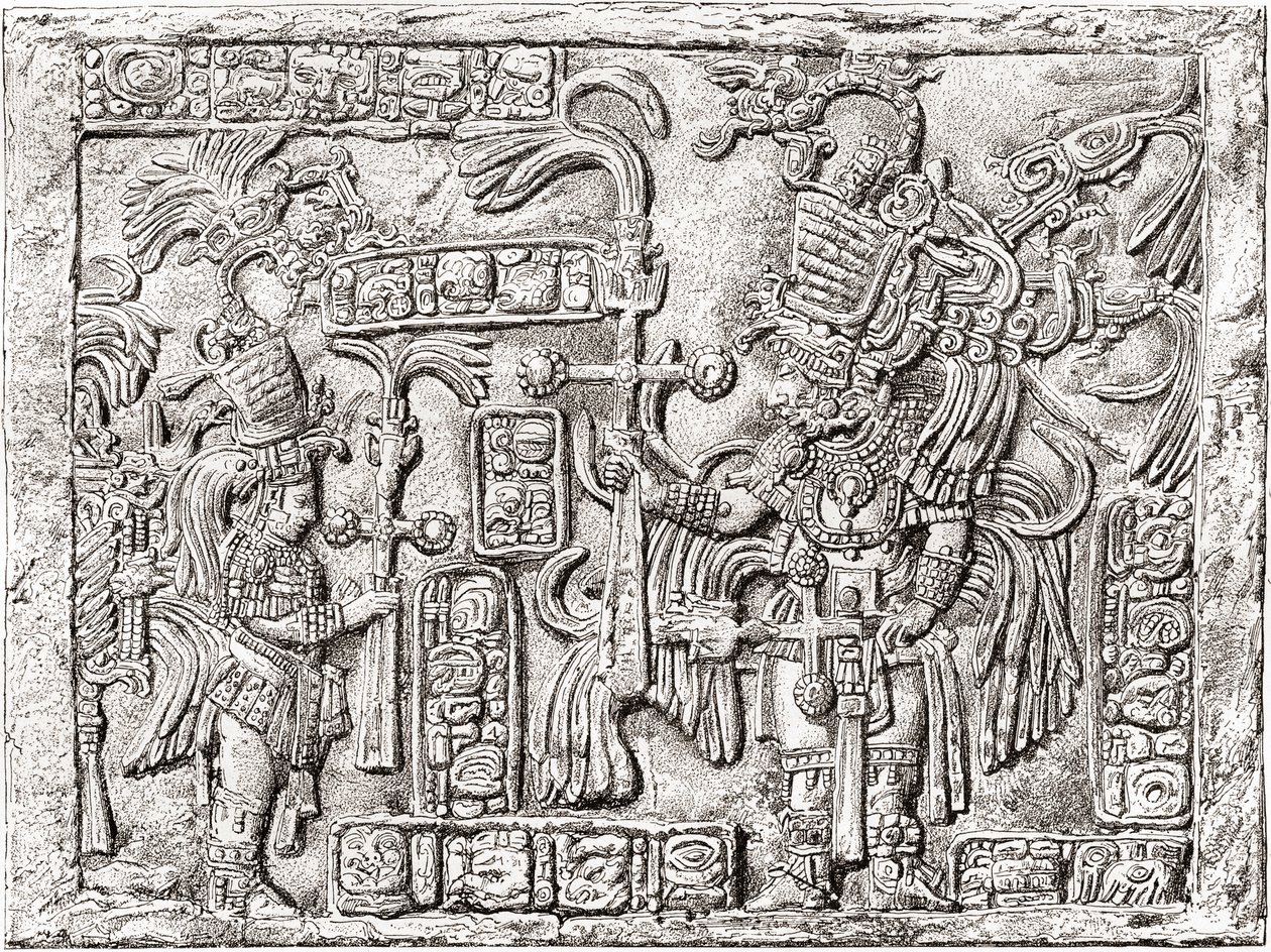 Dekorativer Sturz aus der antiken Maya-Stadt Yaxchilan, Chiapas, Mexiko von Spanish School