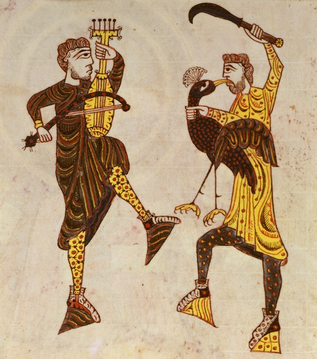 Zwei Männer tanzen, aus der Beatus-Apokalypse von Santo Domingo de Silos von Spanish School