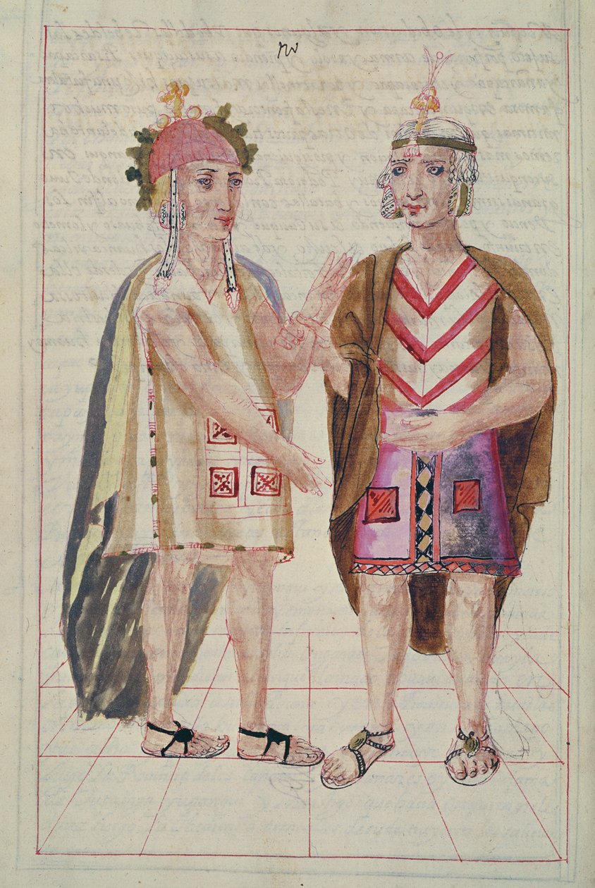 Illustration aus Historia y Genealogia Real de los Reyes Incas del Peru, de sus hechos, costumbres, trajes y manera de Gobierno, bekannt als der Codice Murua von Spanish School