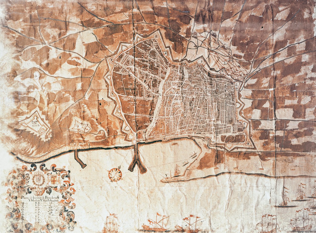 Stadtplan von Barcelona, 1697 von Spanish School