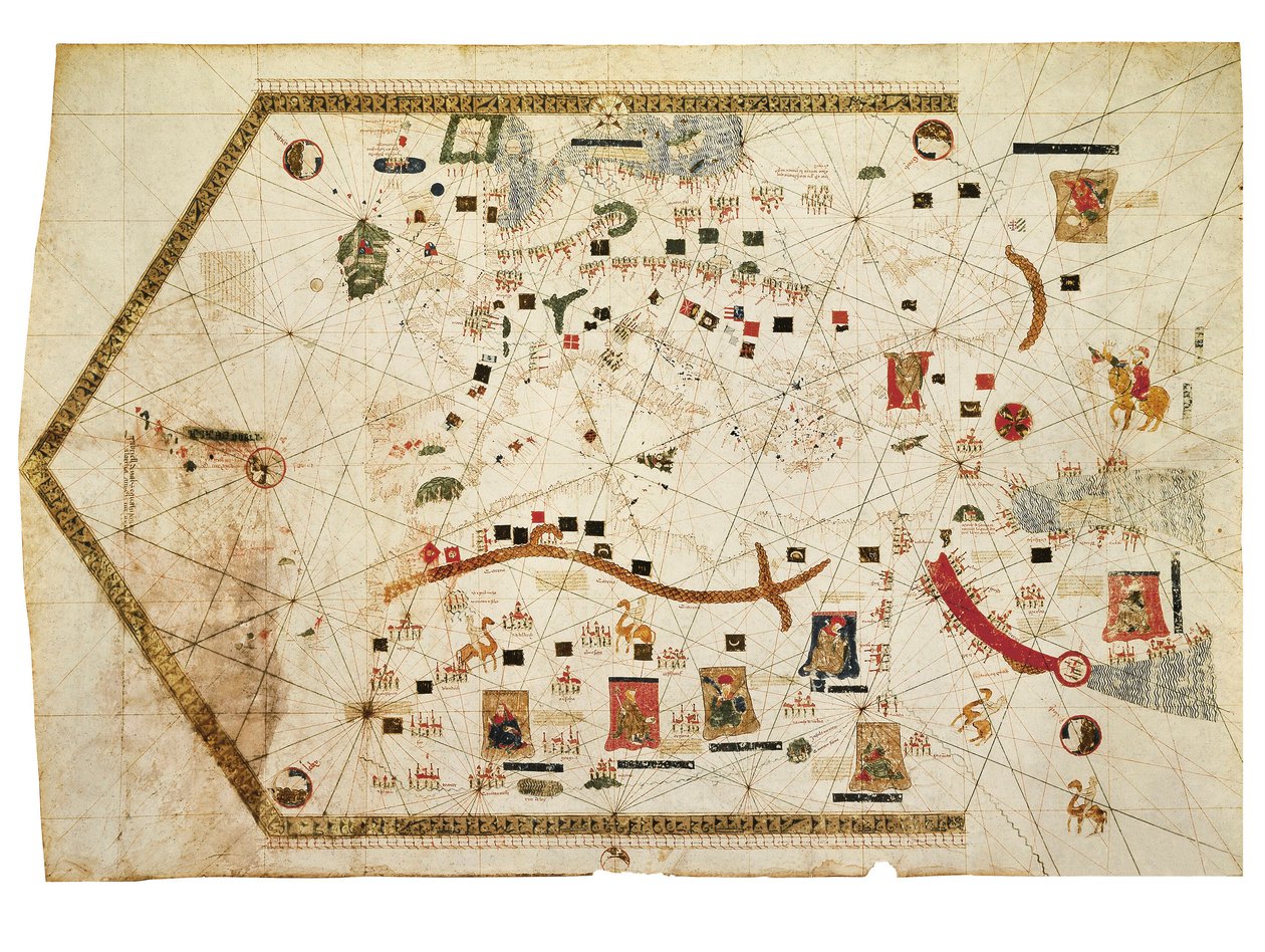 Portolankarte von Gabriel de Vallseca von Spanish School