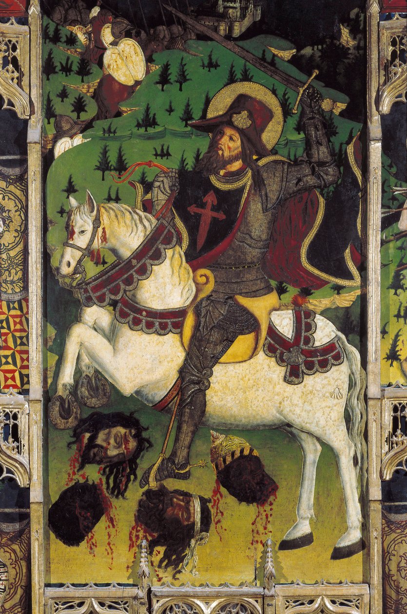Darstellung von Santiago Matamoros, aus einem Altarbild in der Königlichen Kapelle des Alcazar von Segovia, Spanien von Spanish School