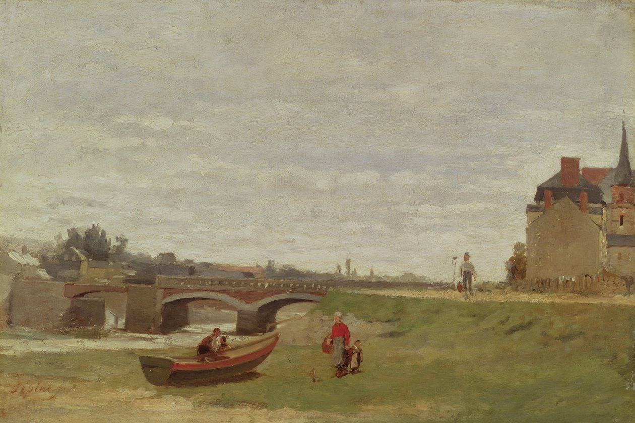 Landschaft mit einer Brücke, frühe 1870er Jahre von Stanislas Victor Edouard Lepine