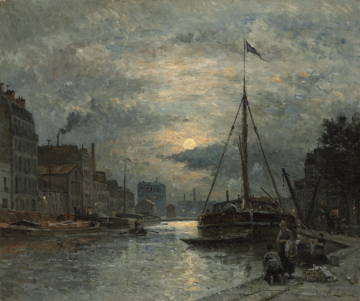 Der Saint-Martin-Kanal im Mondlicht von Stanislas Victor Edouard Lepine