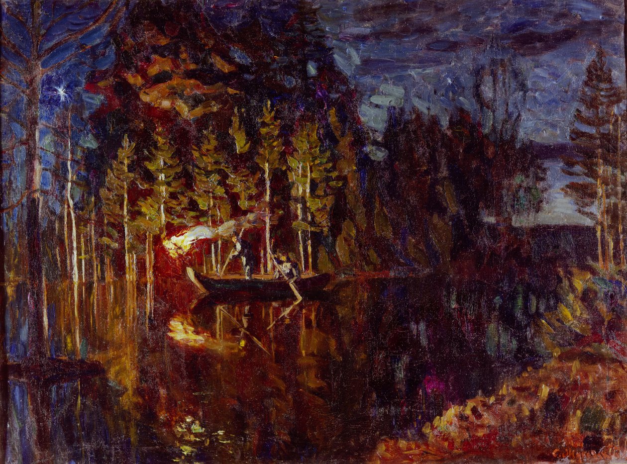 Nachtspeerenfischen im Frühling, 1916 von Stanislav Julianovic Zukovskij
