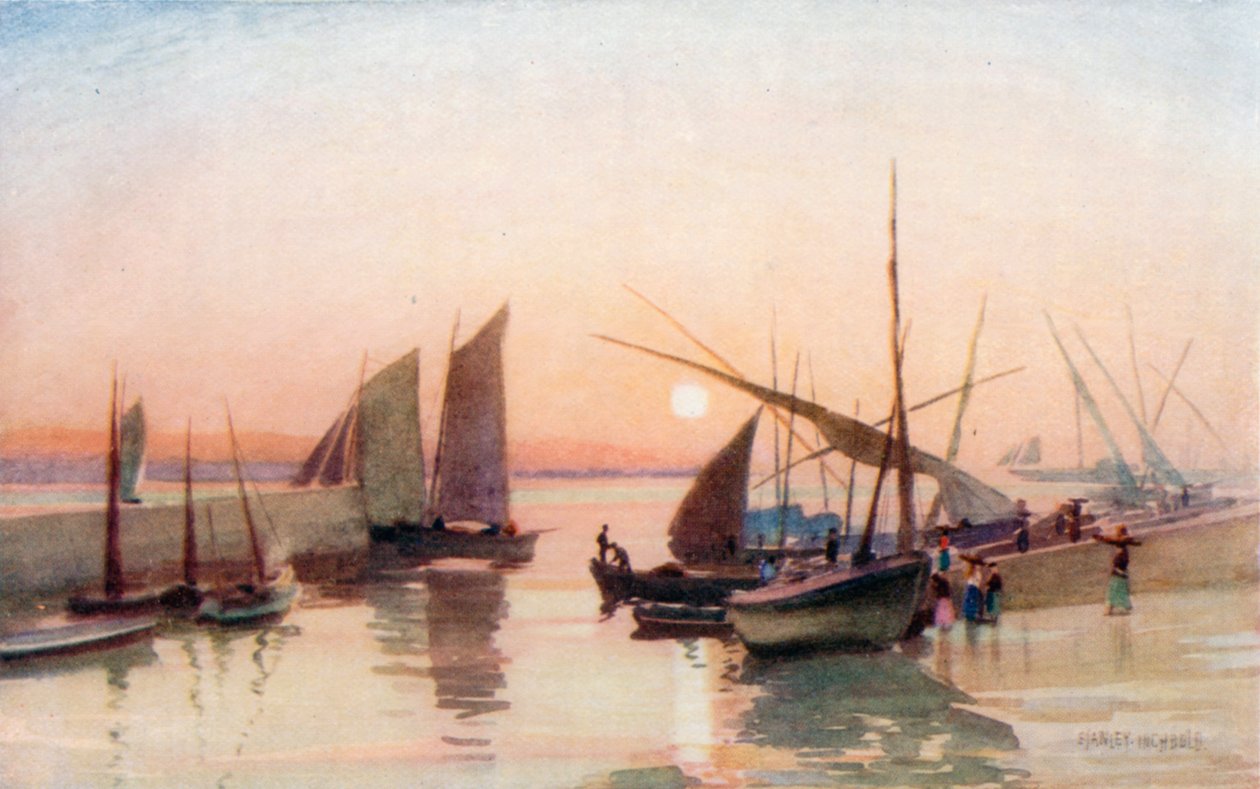 Fischerboote im Tejo von Stanley Inchbold