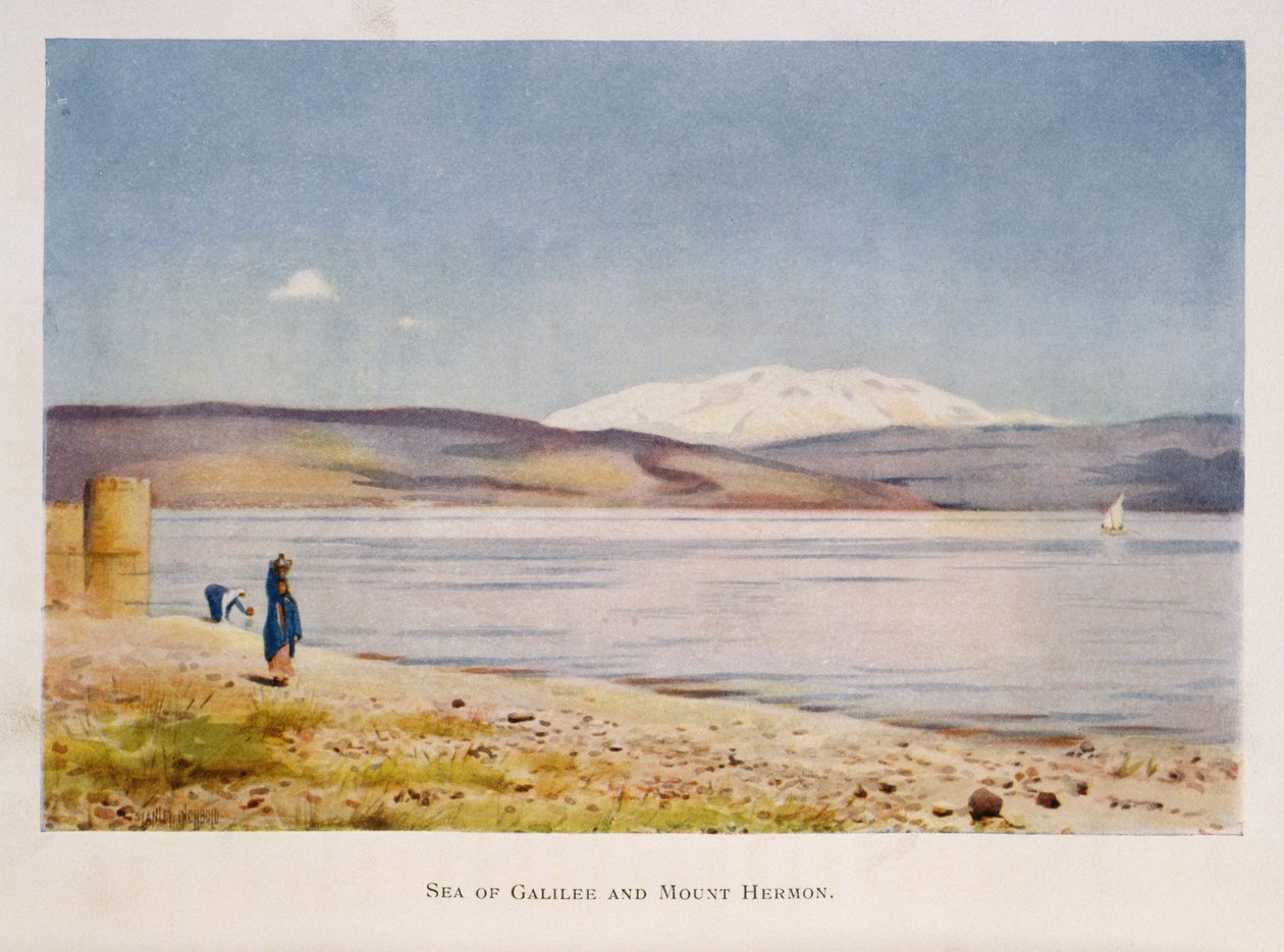 See Genezareth in Richtung Hermonberg (in Syrien), Palästina 1906 von Stanley Inchbold