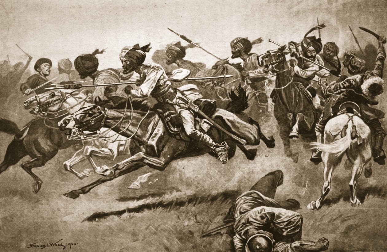 Auf der Expedition nach Pao-ting-fu: Ein Angriff der Bengal Lancers, Illustration aus 